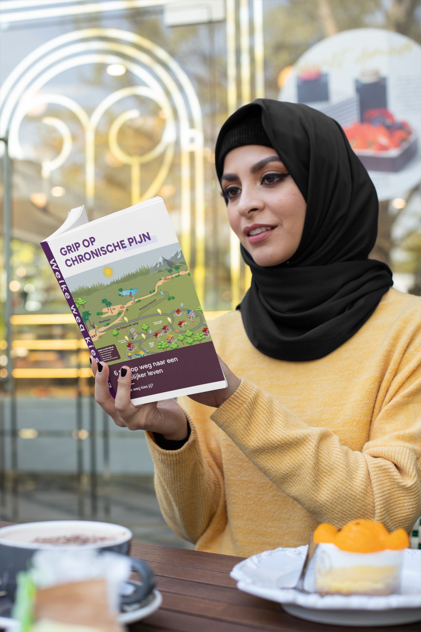 mockup-of-a-woman-at-a-coffee-store-reading-a-book-and-eating-32410